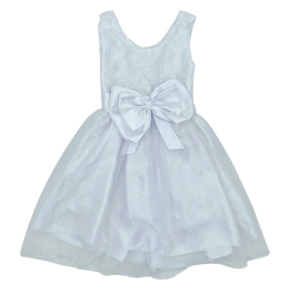 Vestido de gala blancon con glitter en la  falda — Talla 6 a 12 meses | Usado