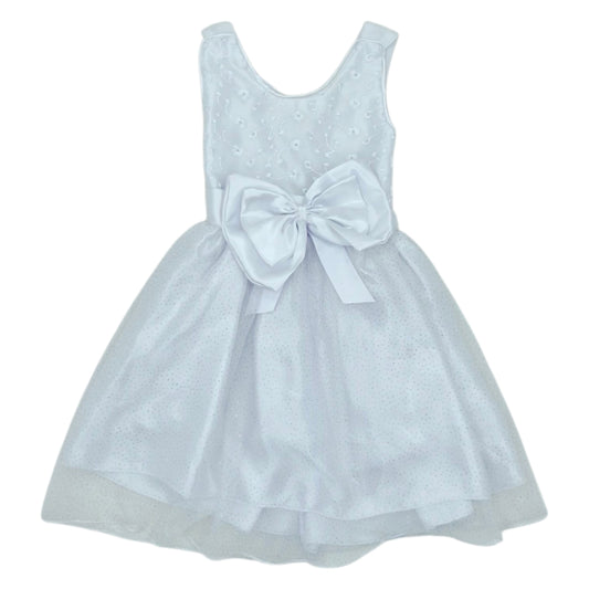 Vestido de gala blancon con glitter en la  falda — Talla 6 a 12 meses | Usado