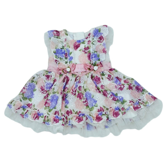 Vestido elegante   de flores para bebe niña — Talla 0 a 3 meses | Usado