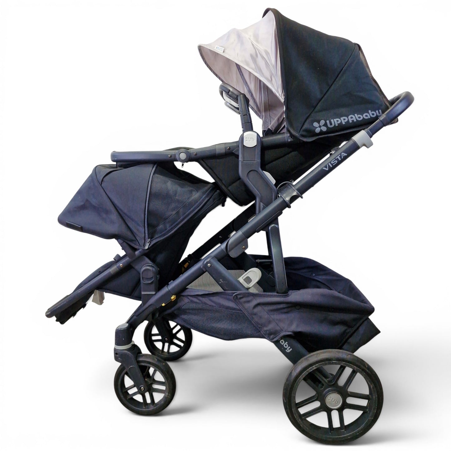 Coche Gemelar UPPAbaby Negro — Con Asientos Desmontables, Uso Individual o Doble | Usado