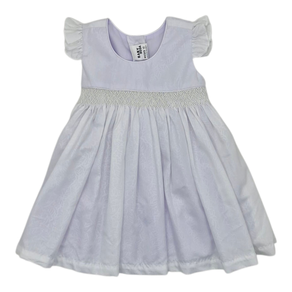 Vestido blanco elegante en tela fresca — Talla 6 a 12 meses | Usado