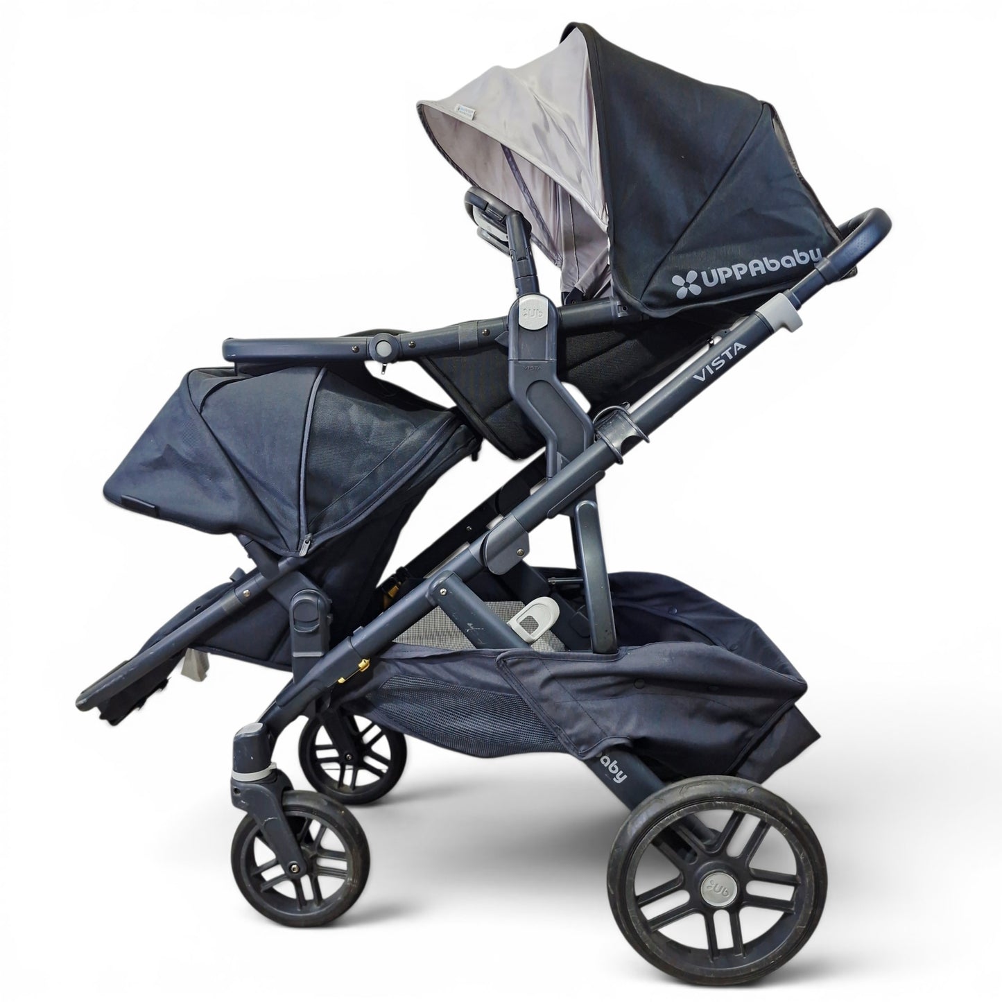 Coche Gemelar UPPAbaby Negro — Con Asientos Desmontables, Uso Individual o Doble | Usado
