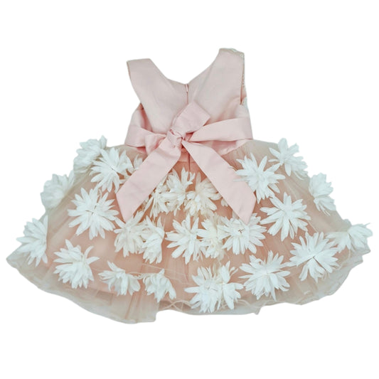 Vestido de gala palo de rosa con flores — Talla 3 a 6 meses | Usado