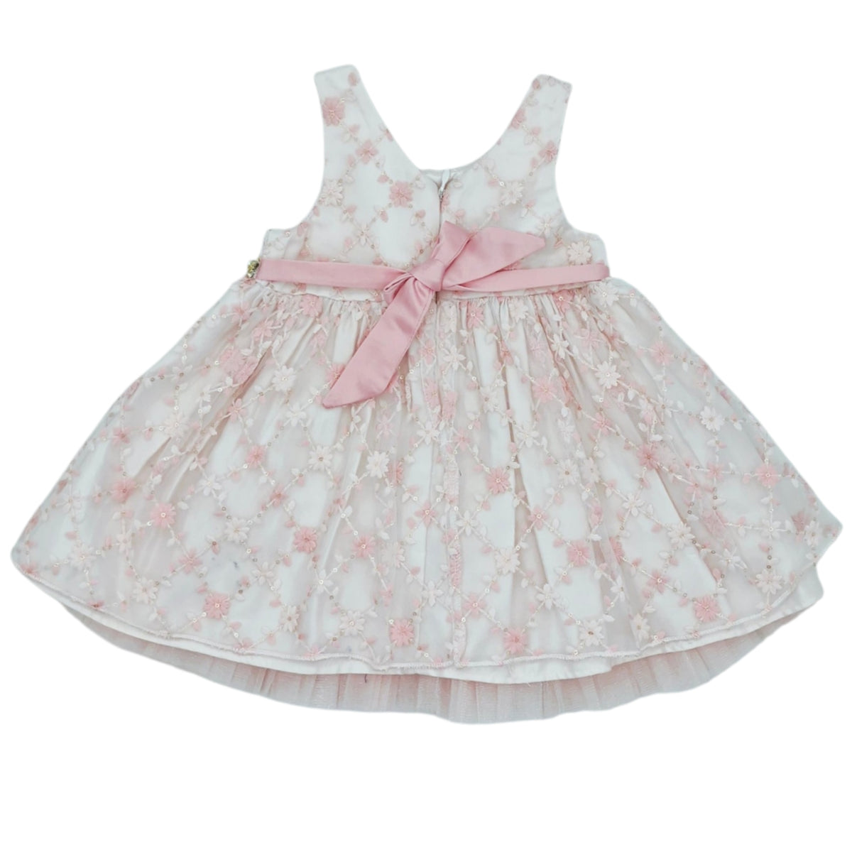 Vestido rosado de flores bordadas — Talla 24  Meses | Usado