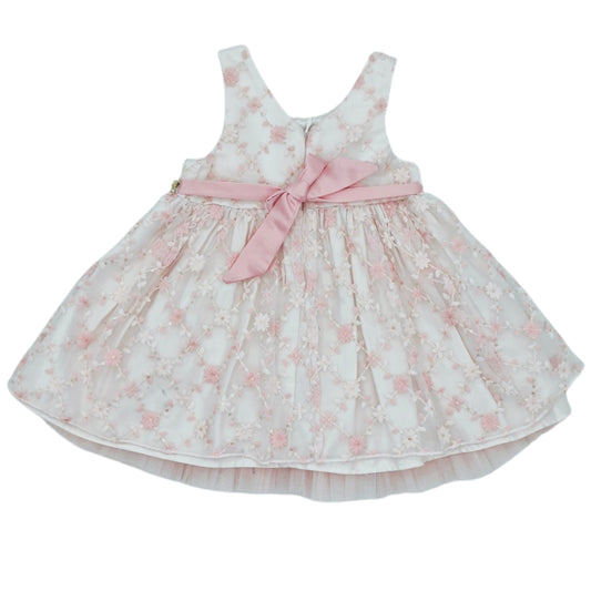 Vestido rosado de flores bordadas — Talla 24  Meses | Usado