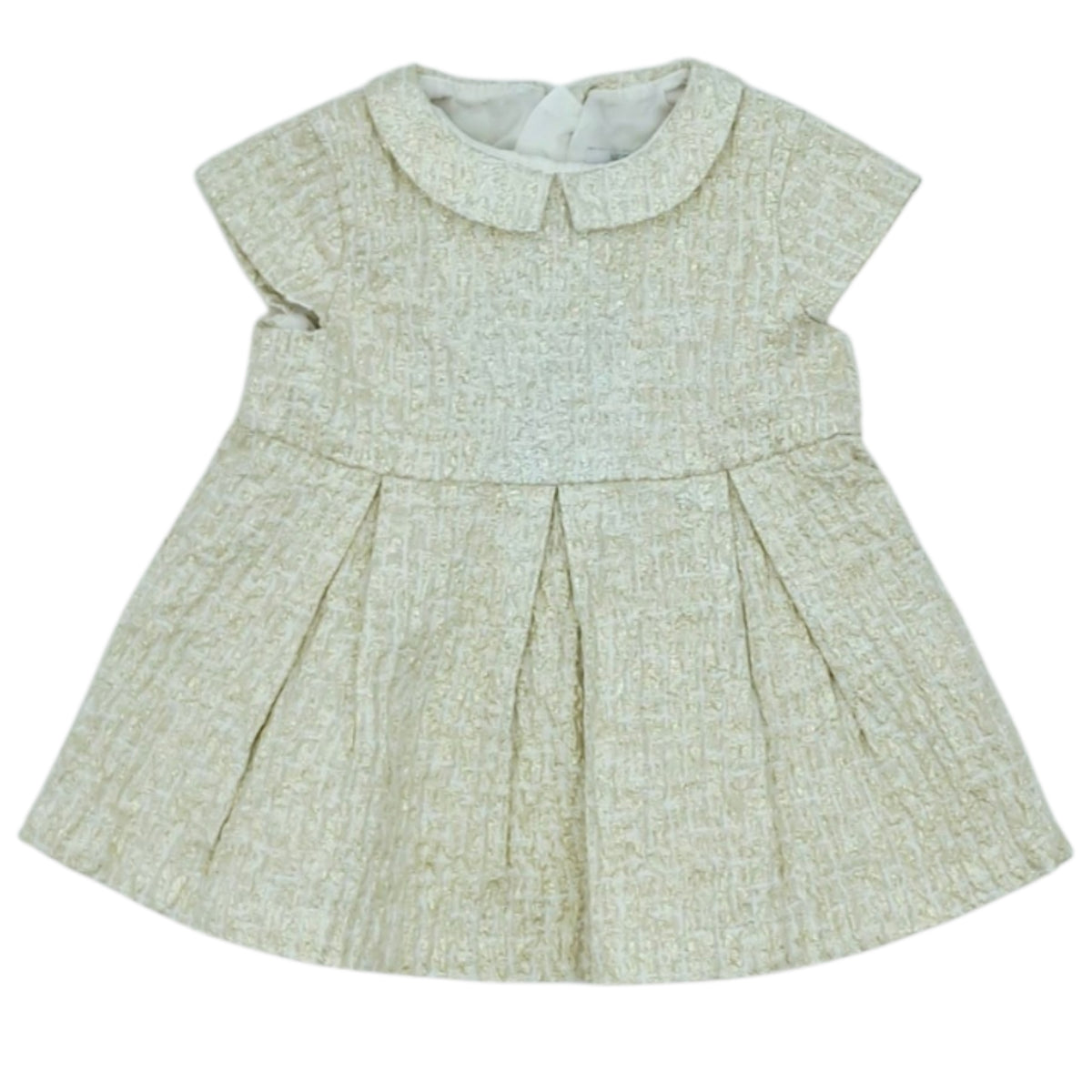 Vestido de gala beige con dorado — Talla 0 a 3 meses | Usado
