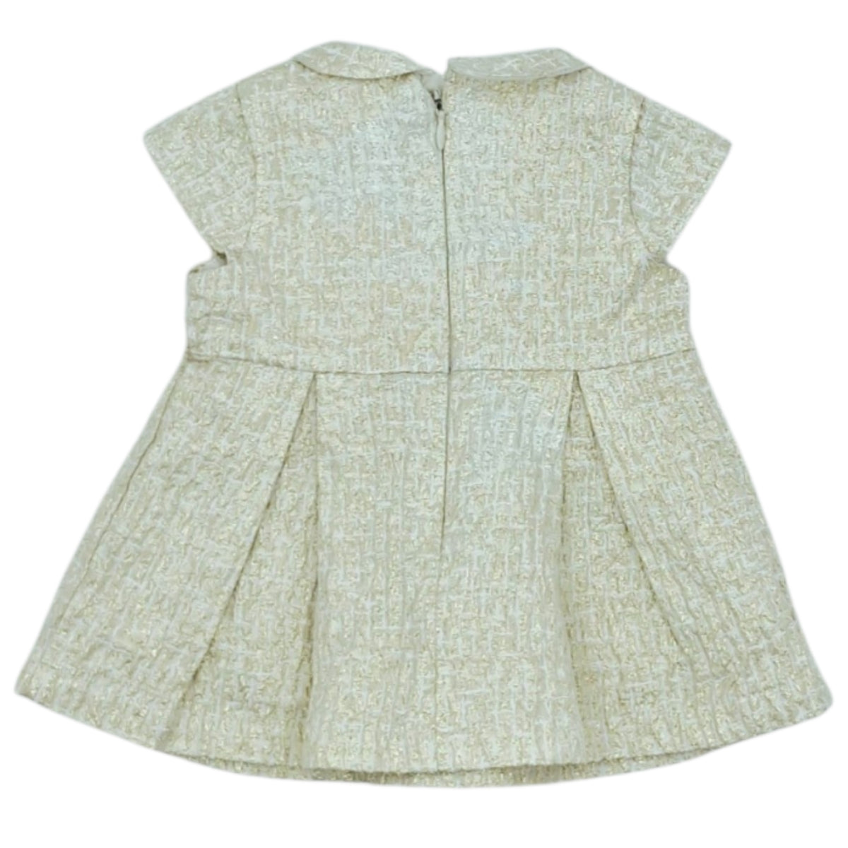 Vestido de gala beige con dorado — Talla 0 a 3 meses | Usado