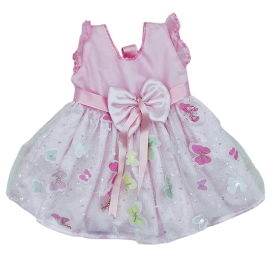 Vestido  elegante rosado para bebé con mariposas — Talla 3 a 6 meses | Usado