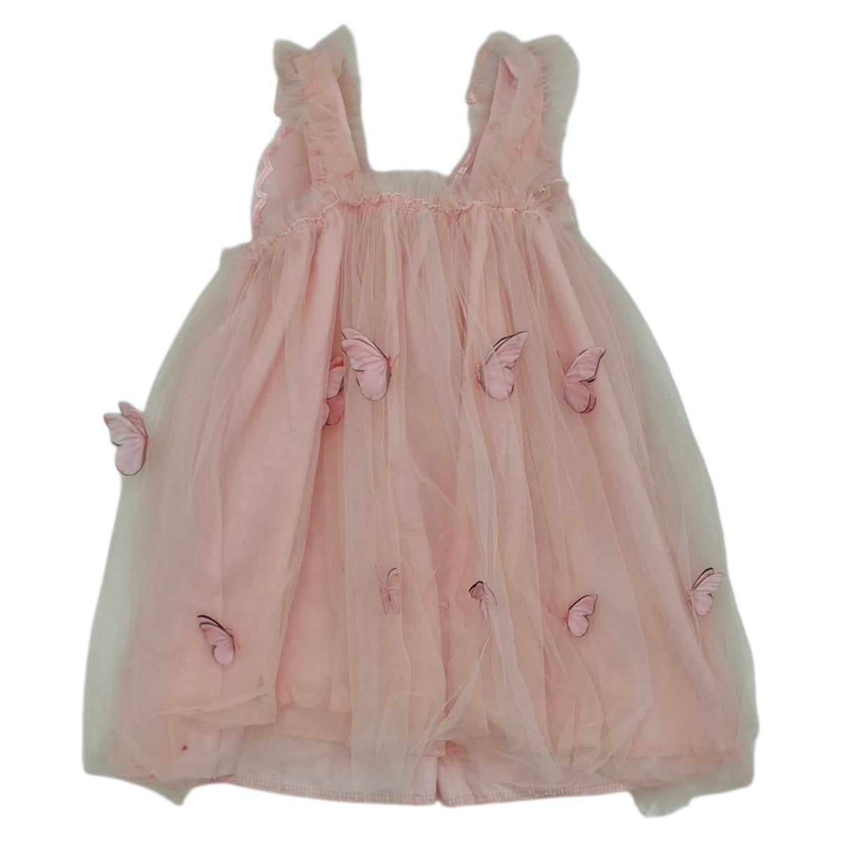 Vestido elegante rosado con mariposas — Talla 18 a 24 meses | Usado