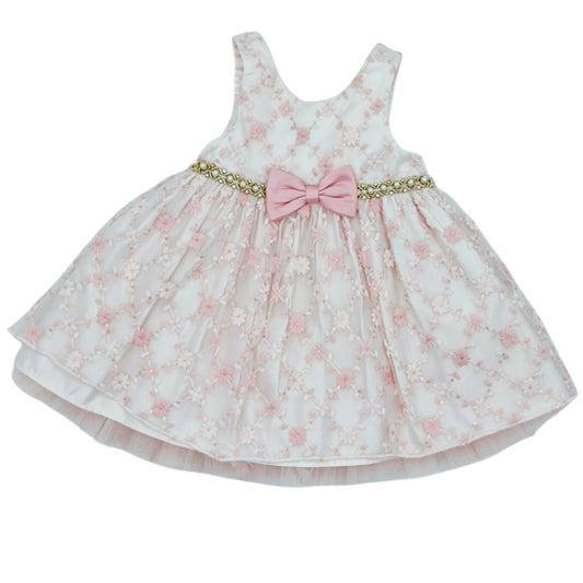 Vestido rosado de flores bordadas — Talla 24  Meses | Usado