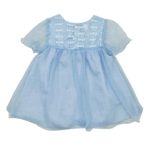 Vestido azul  con mangas y gliter — Talla 0 a 3 meses | Usado
