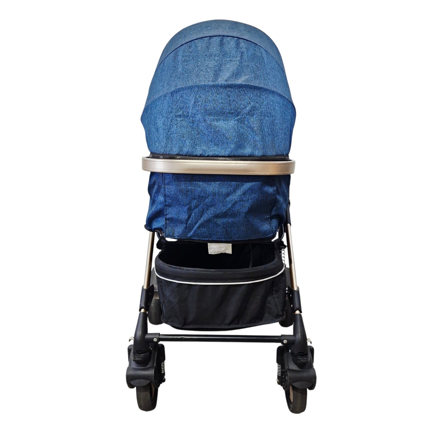 Coche Tipo Moisés Azul Jaspeado — Con Cobertor, Arnés y Canasta | Usado $68.000