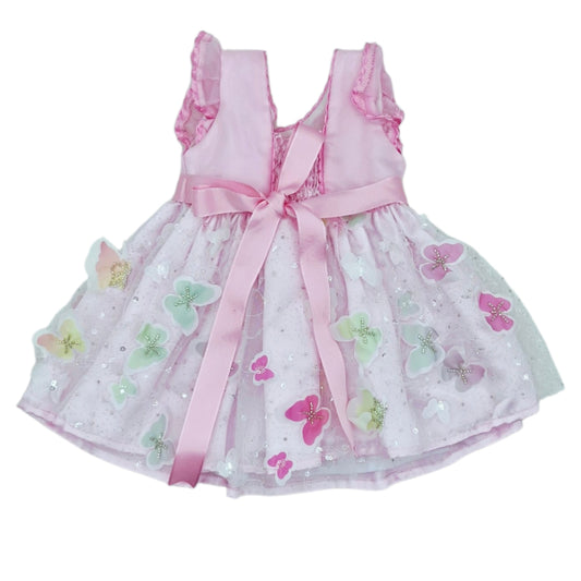 Vestido  elegante rosado para bebé con mariposas — Talla 3 a 6 meses | Usado