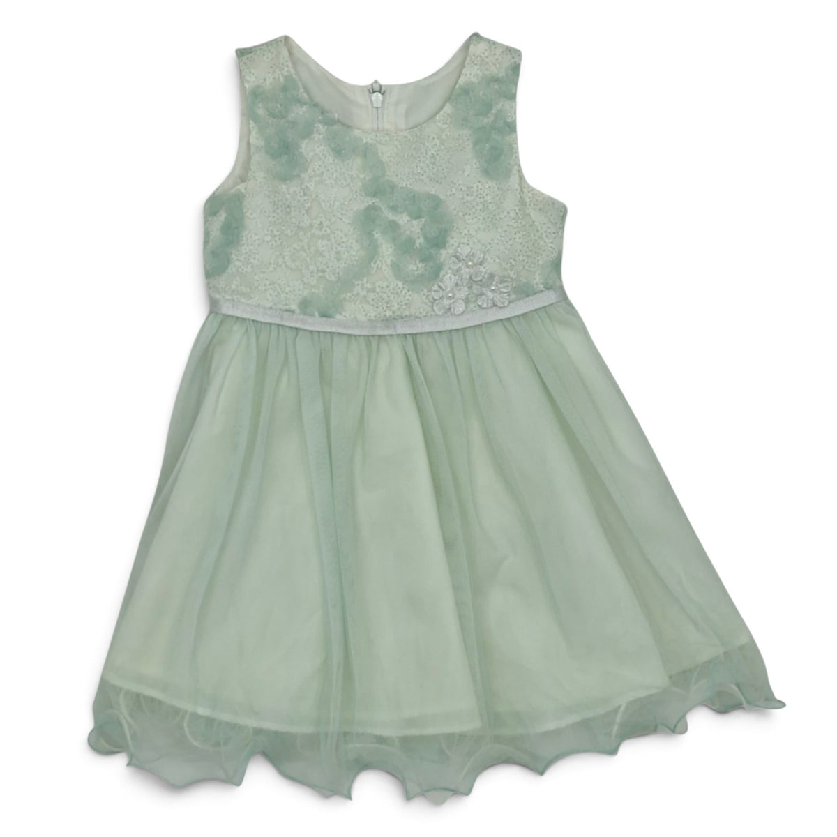 Vestido elegante verde menta sin mangas para niña — Talla 12 a 18 meses | Usado