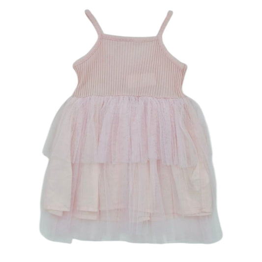Vestido rosado con moño en jean — Talla 3 a 6 meses | Usado