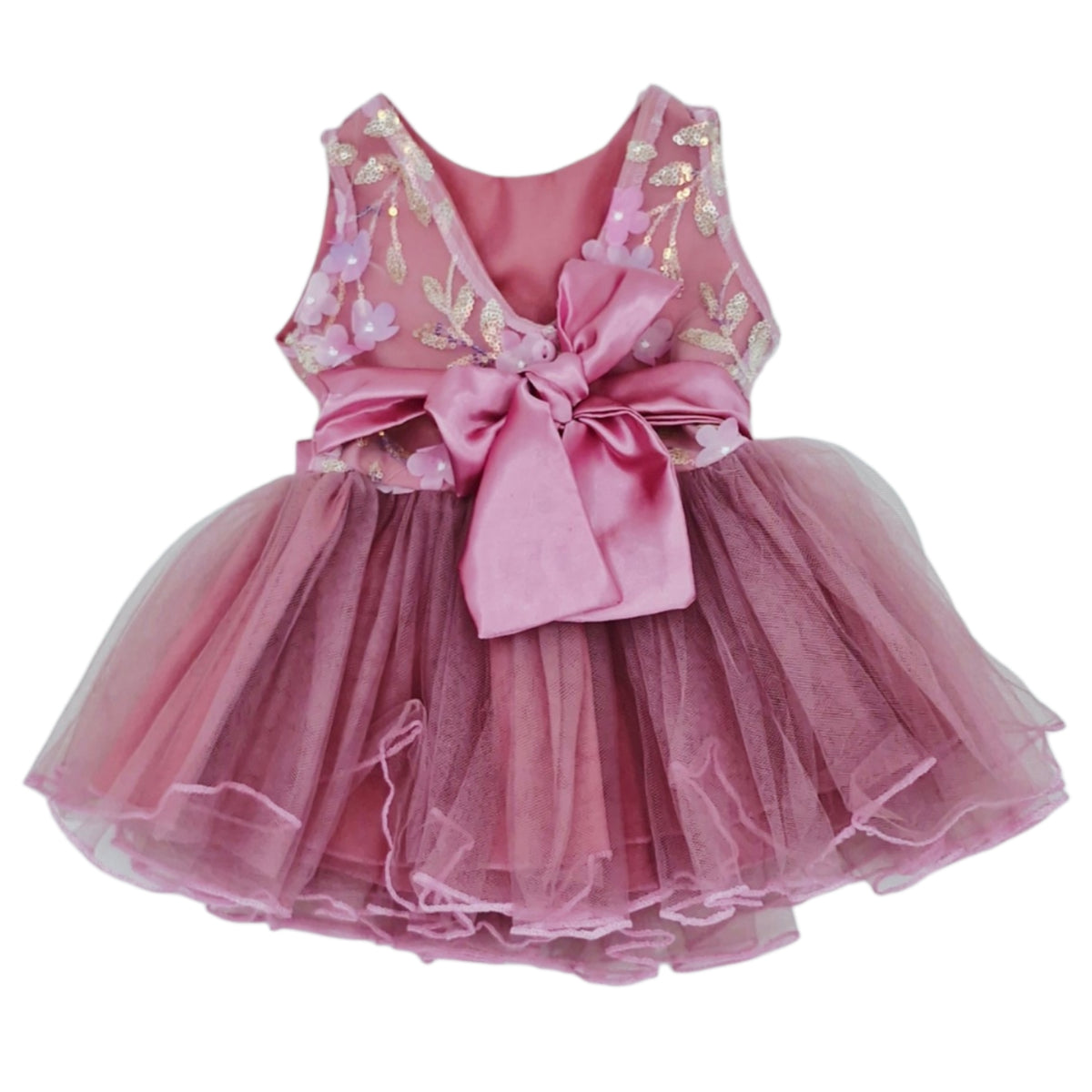 Vestido de gala con flores en aplique — Talla 3 a 6 meses | Usado